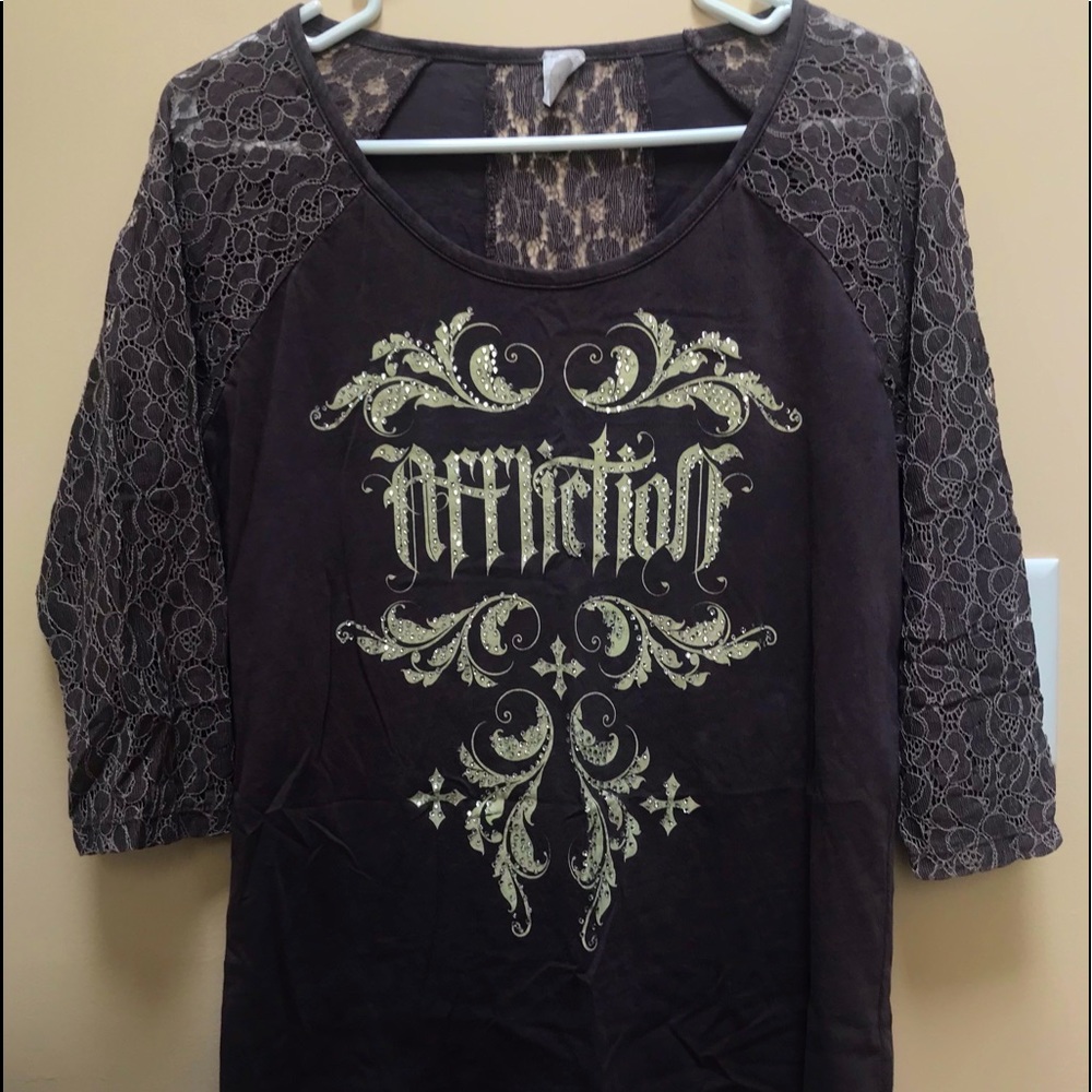 Affliction Lace & Rhinestone Shirt